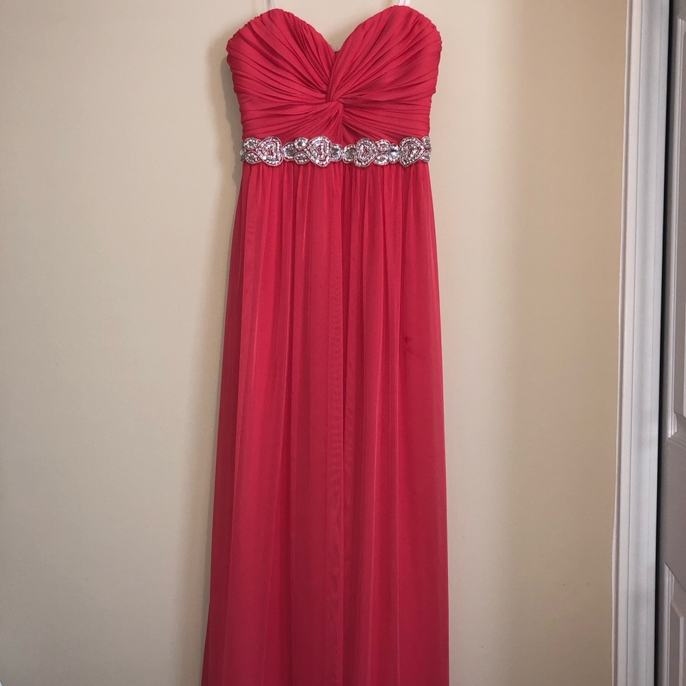 City Studio Strapless Coral Prom Dress